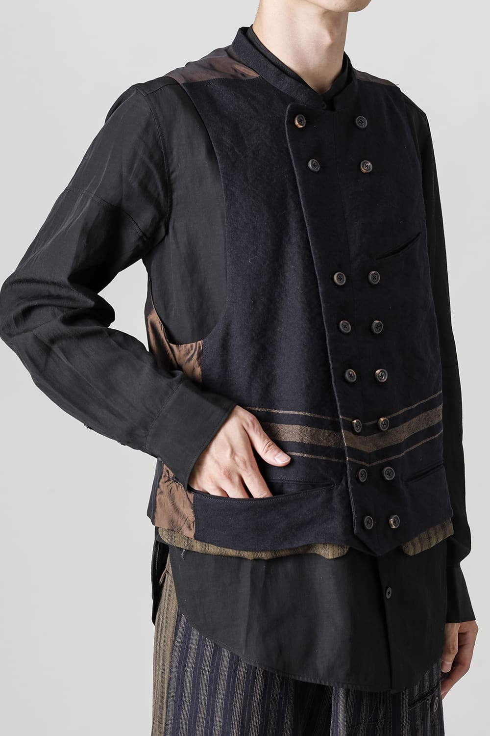 ダブルブレステッドストライプウエストコート