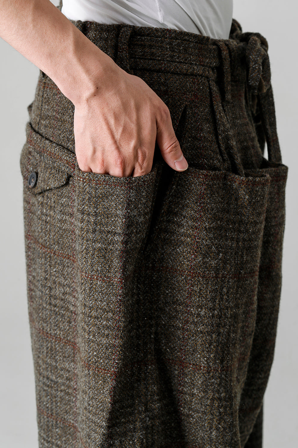 Front Pleats Wide Drawstring Trousers