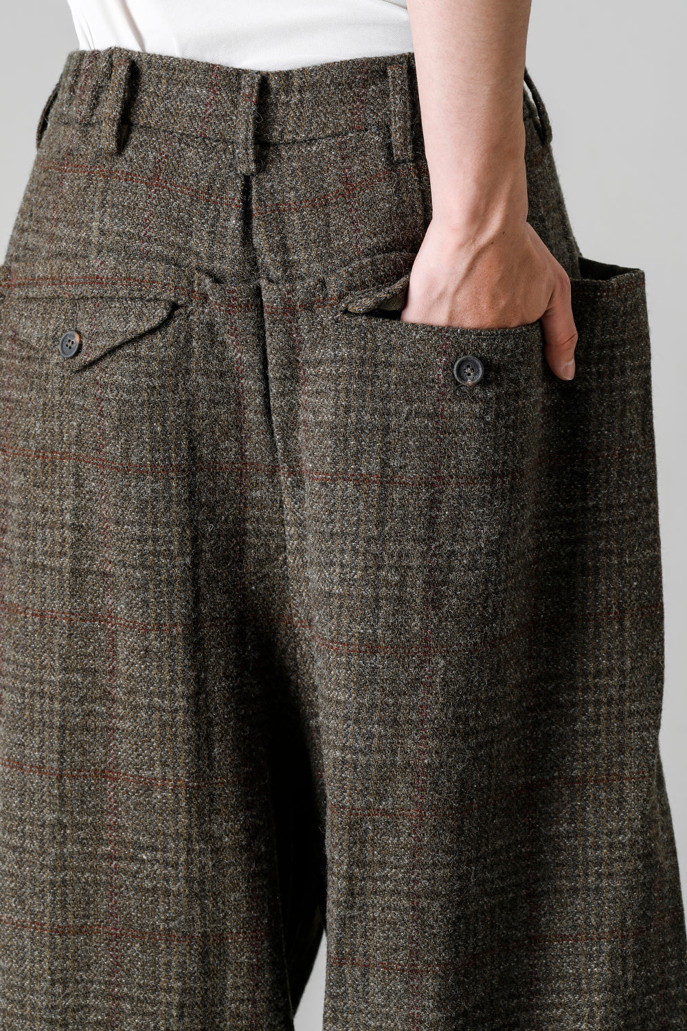 Front Pleats Wide Drawstring Trousers