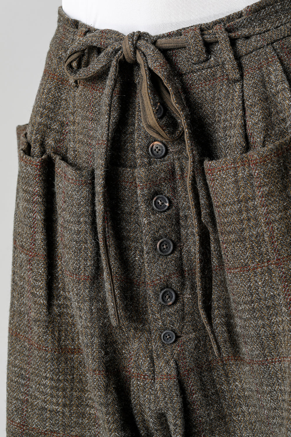 Front Pleats Wide Drawstring Trousers