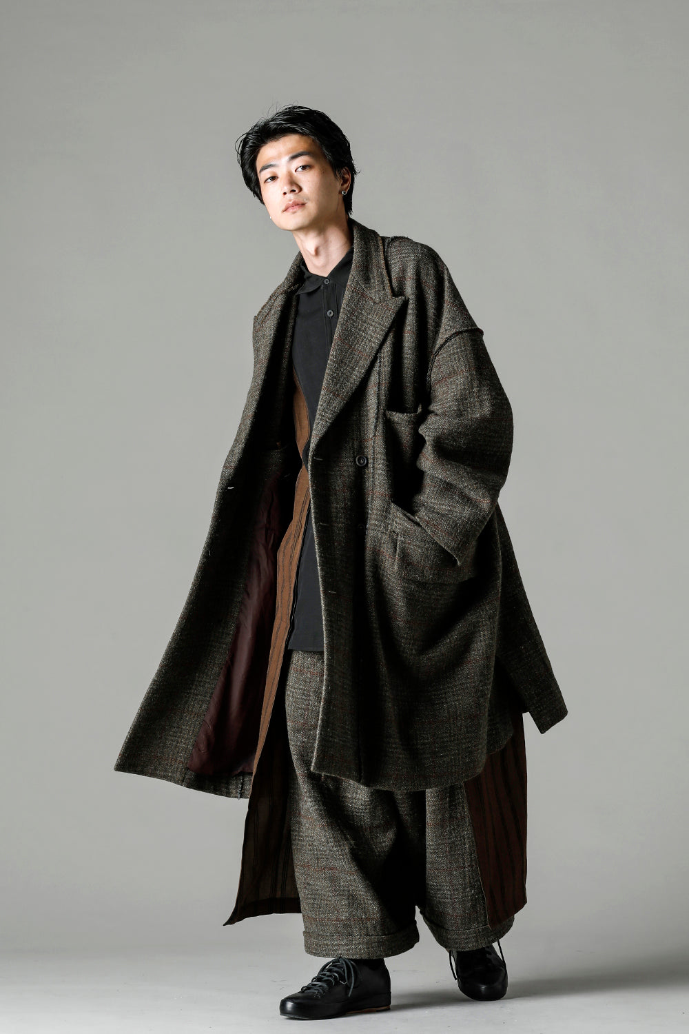 Front Pleats Wide Drawstring Trousers