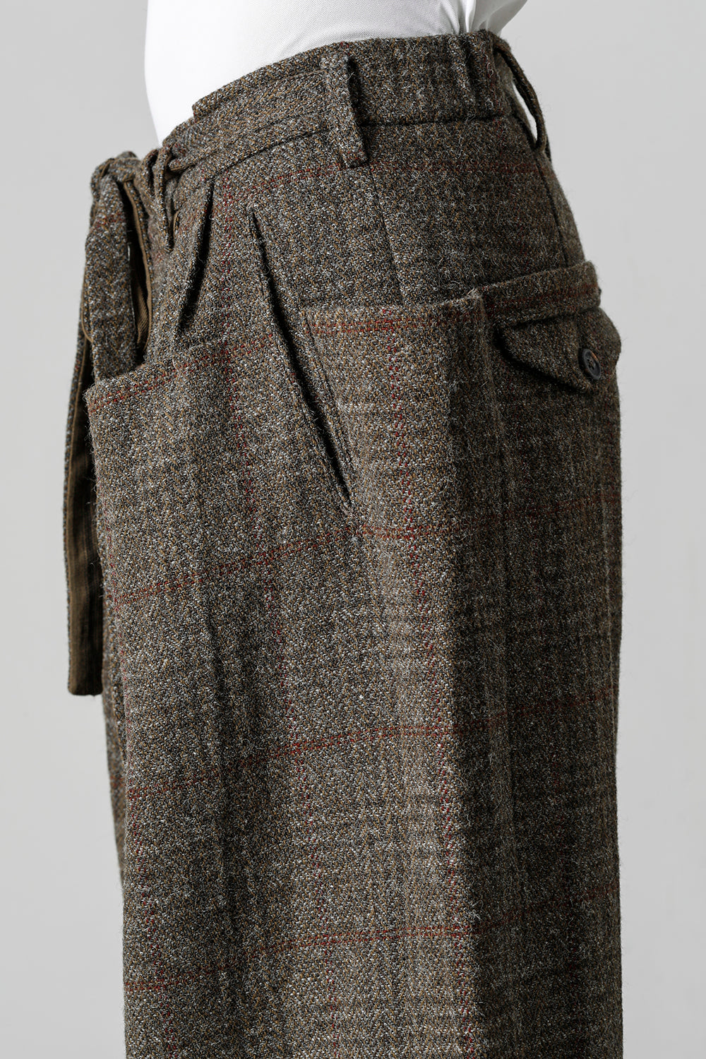 Front Pleats Wide Drawstring Trousers