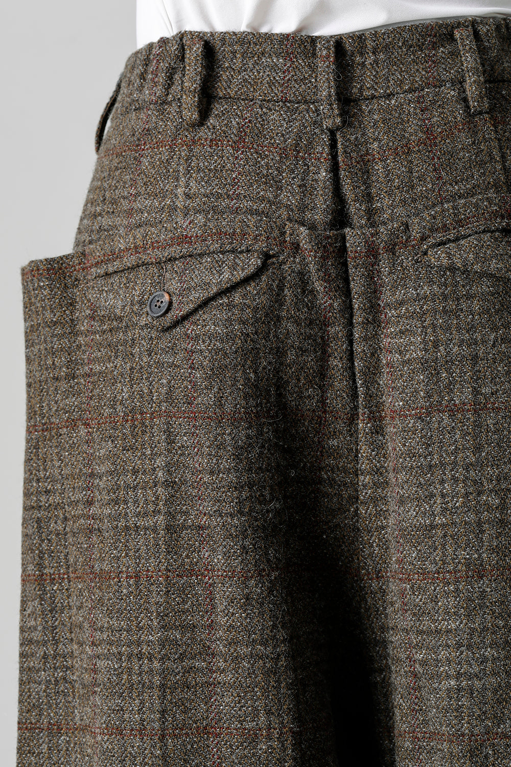 Front Pleats Wide Drawstring Trousers