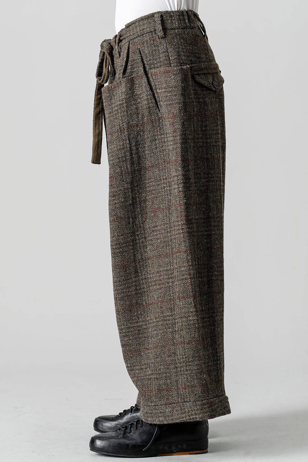 Front Pleats Wide Drawstring Trousers