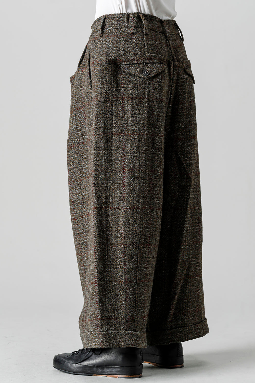 Front Pleats Wide Drawstring Trousers