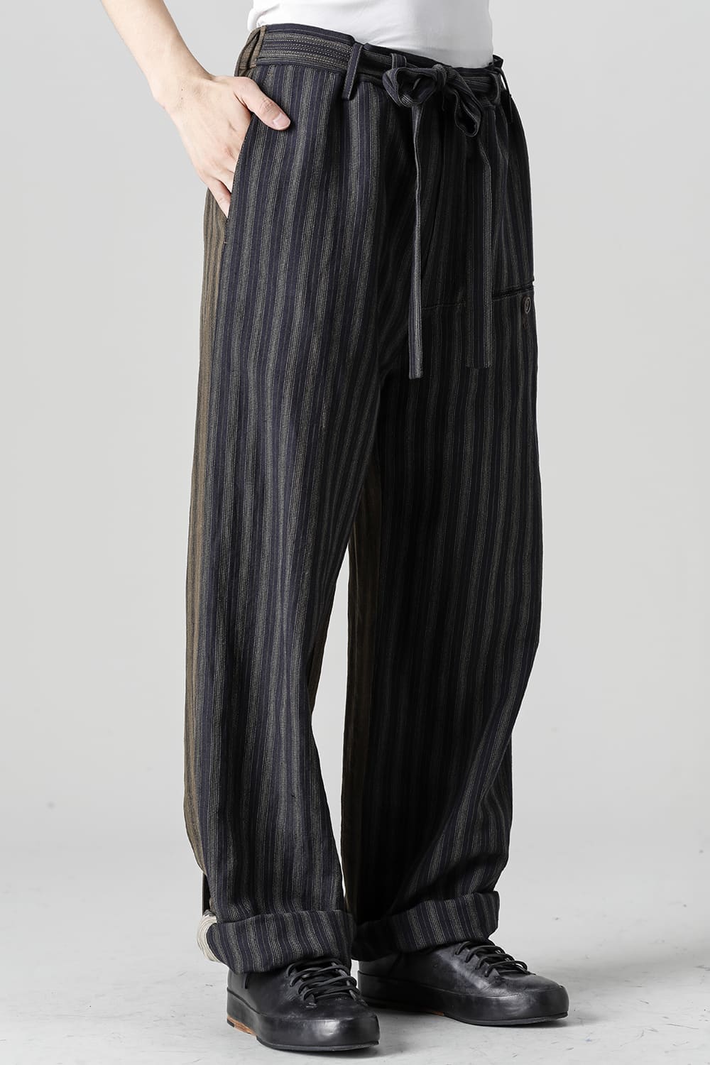 Bicolor Adjustable Extra-Long Half Drawstring Trousers