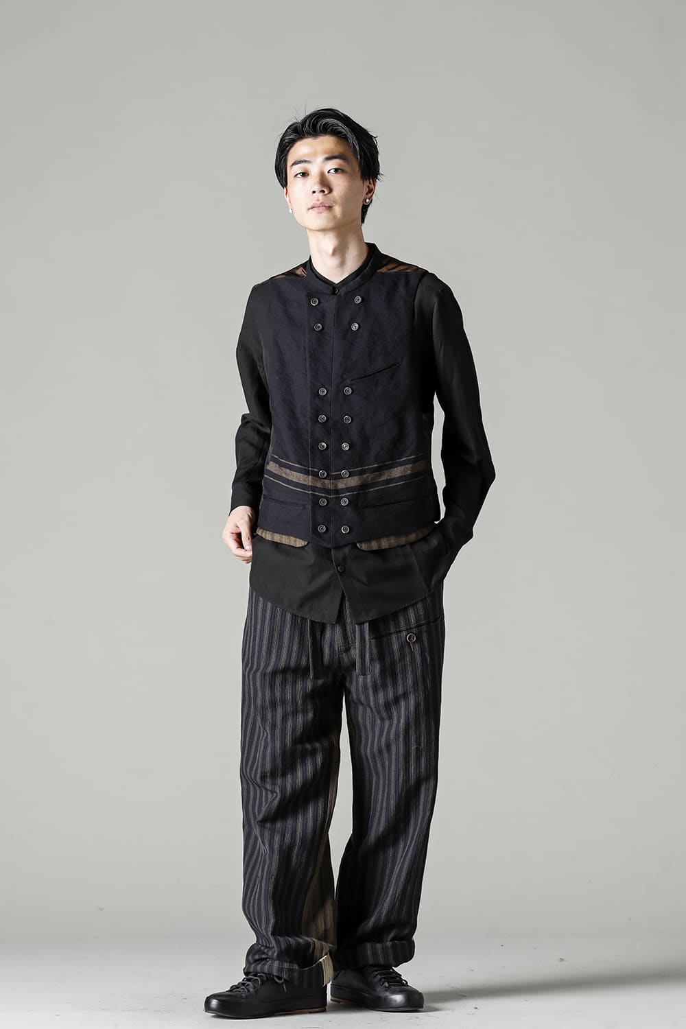 Bicolor Adjustable Extra-Long Half Drawstring Trousers