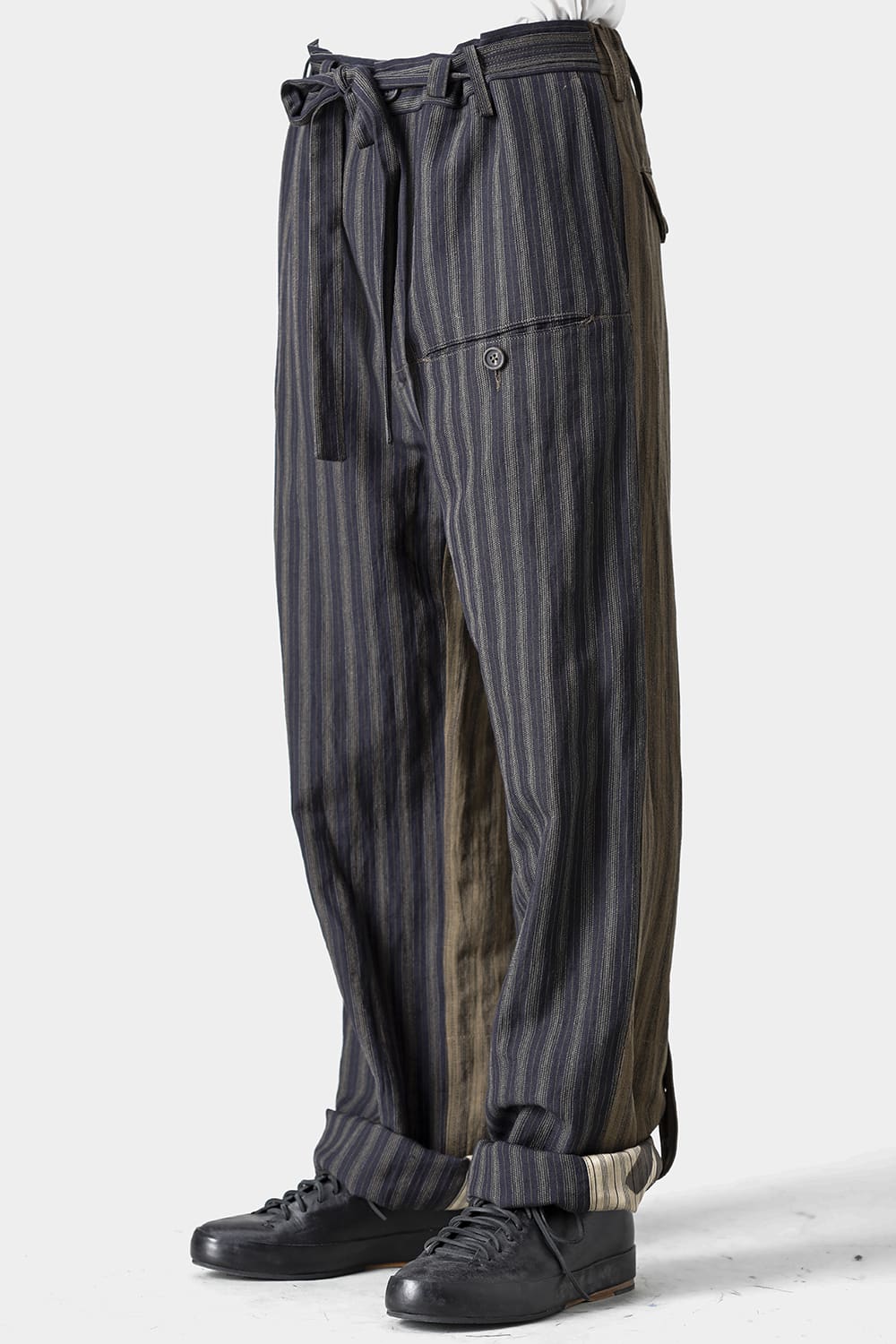 Bicolor Adjustable Extra-Long Half Drawstring Trousers