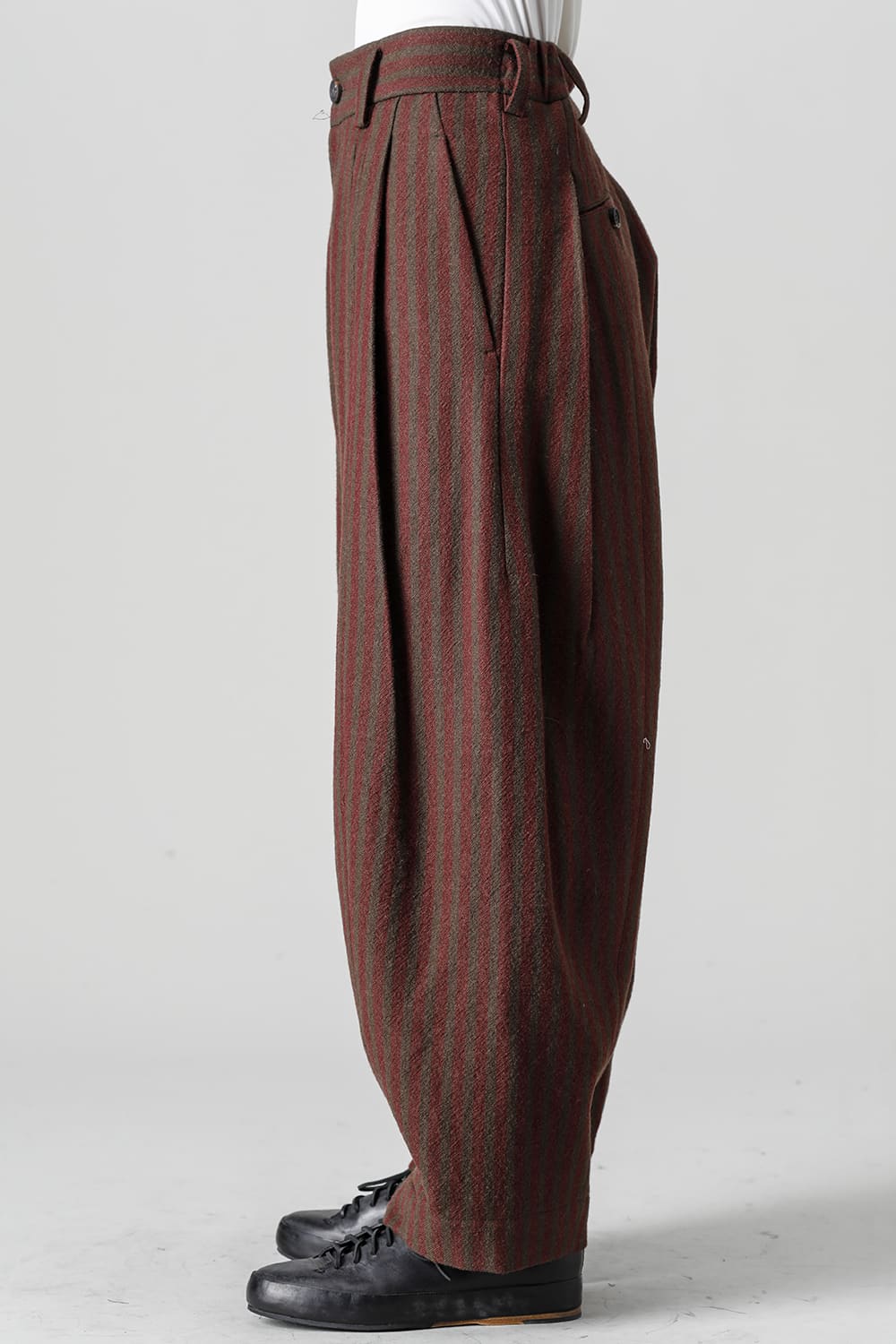 Front Pleats Dropped Crotch Trousers