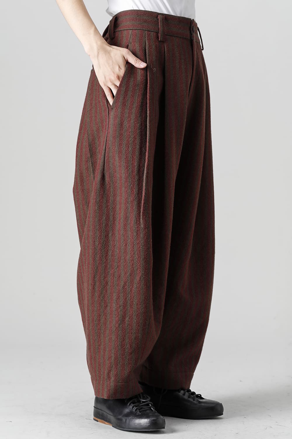 Front Pleats Dropped Crotch Trousers