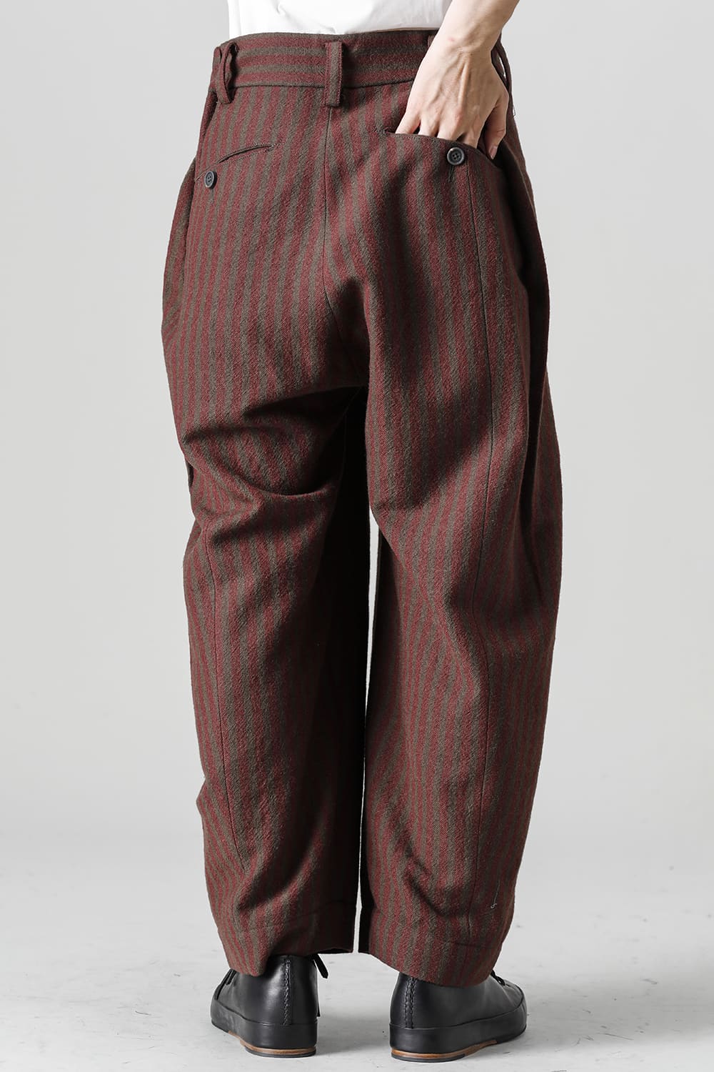 Front Pleats Dropped Crotch Trousers