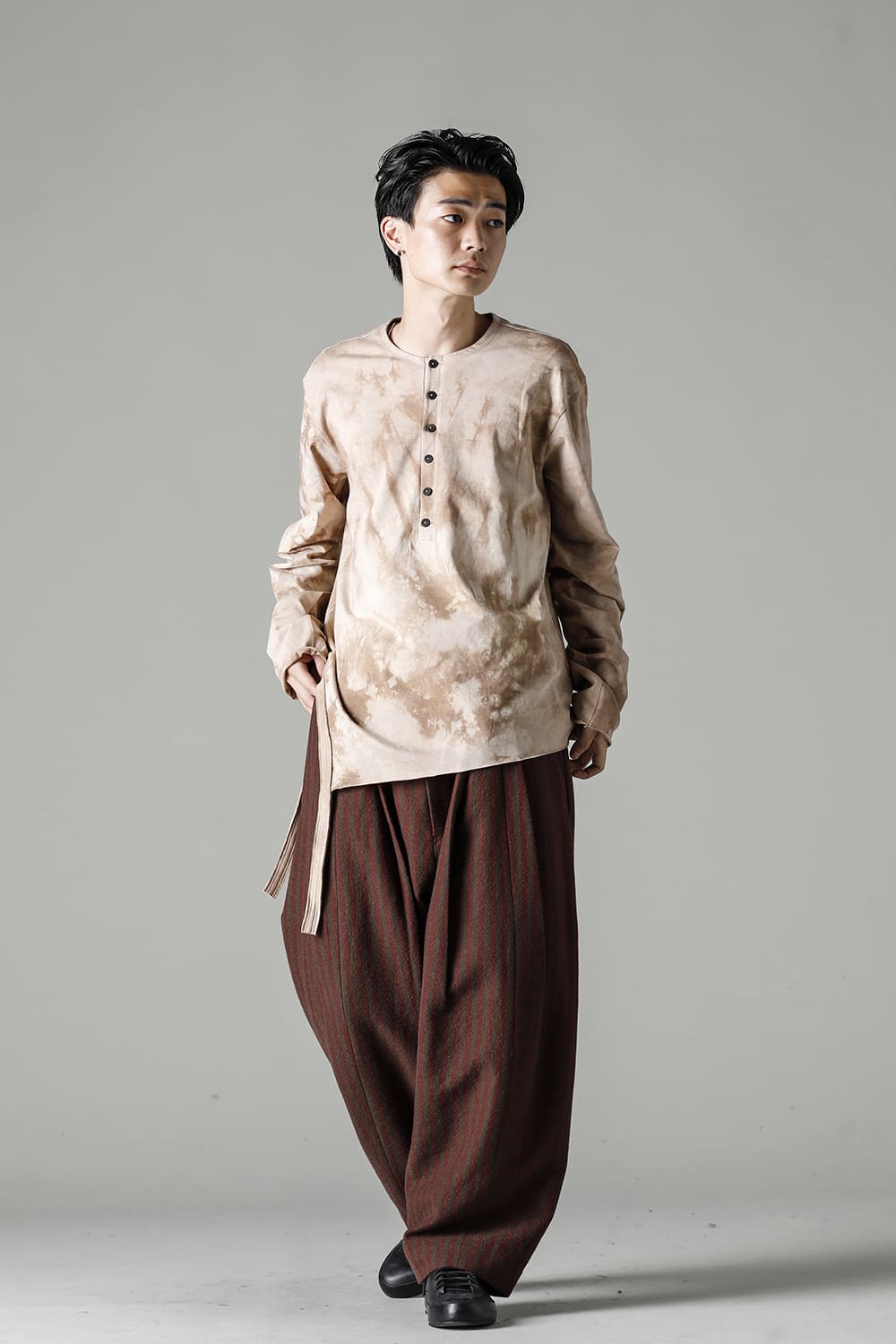 Front Pleats Dropped Crotch Trousers