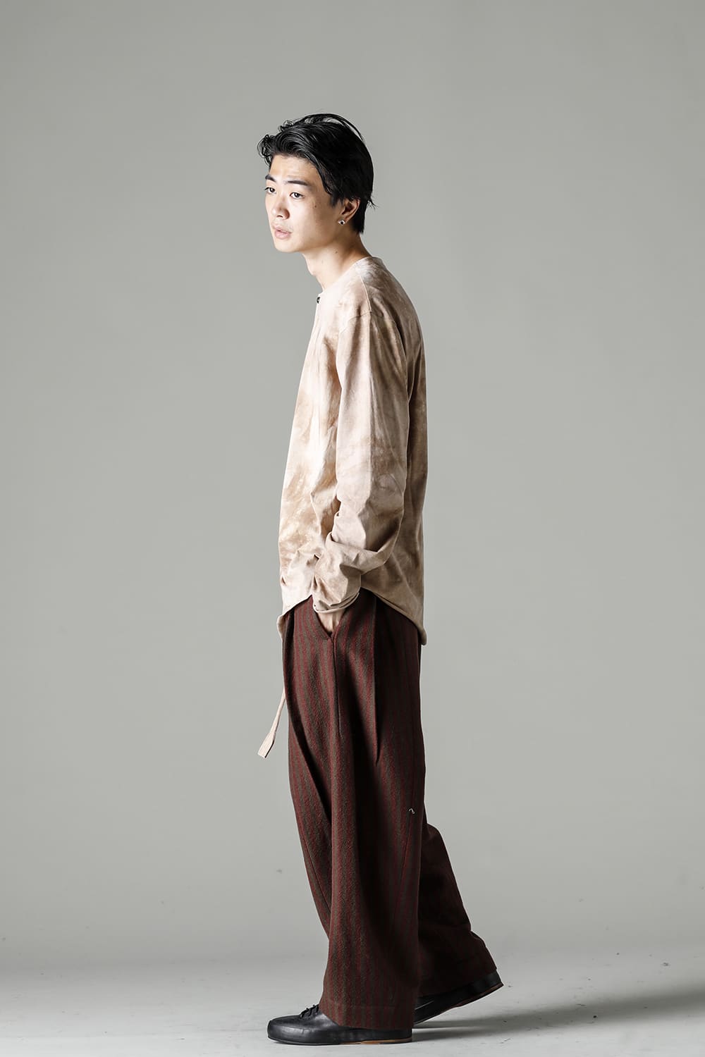 Front Pleats Dropped Crotch Trousers