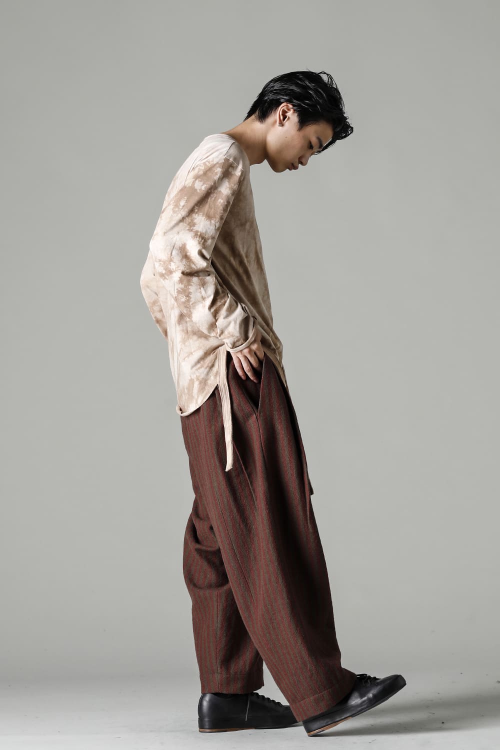 Front Pleats Dropped Crotch Trousers