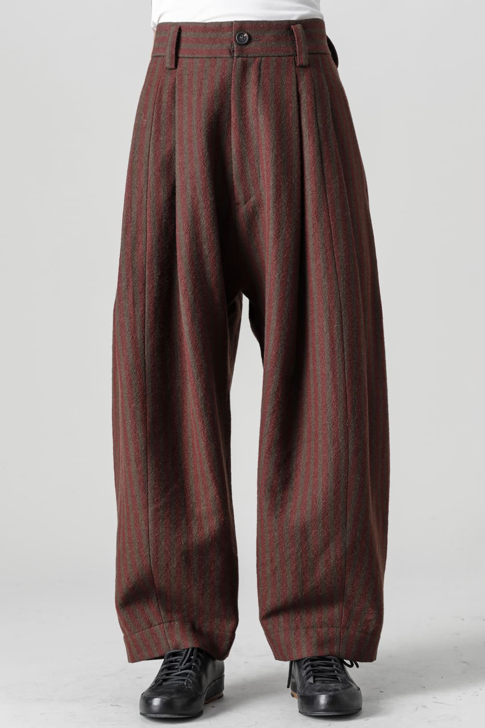 Front Pleats Dropped Crotch Trousers