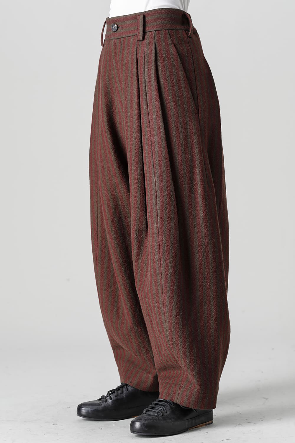 Front Pleats Dropped Crotch Trousers