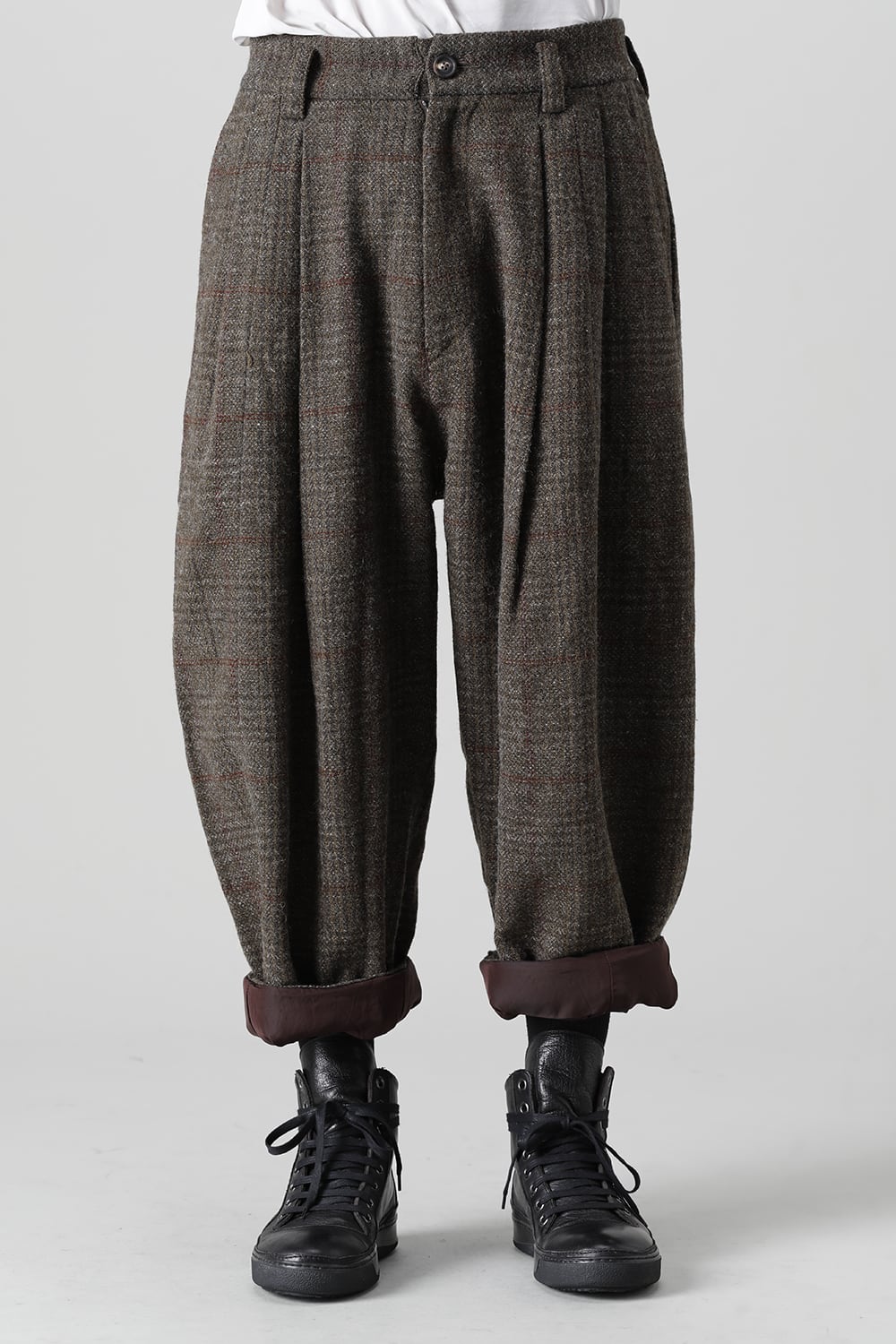 Front Pleats Dropped Crotch Trousers