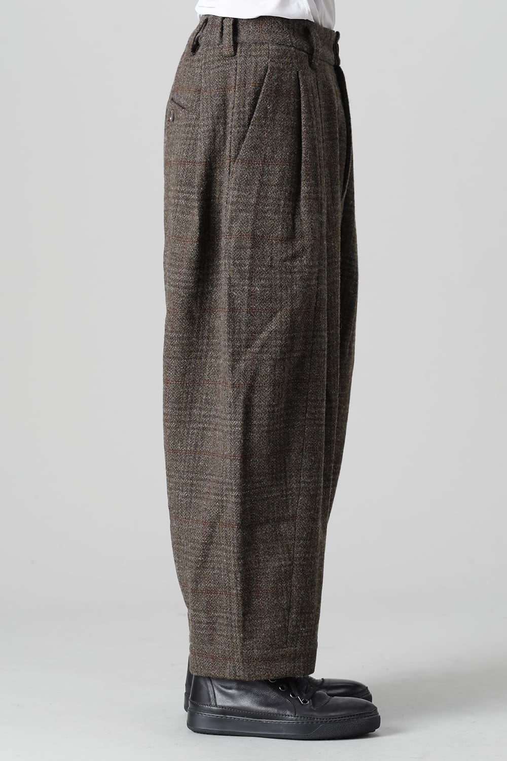 Front Pleats Dropped Crotch Trousers