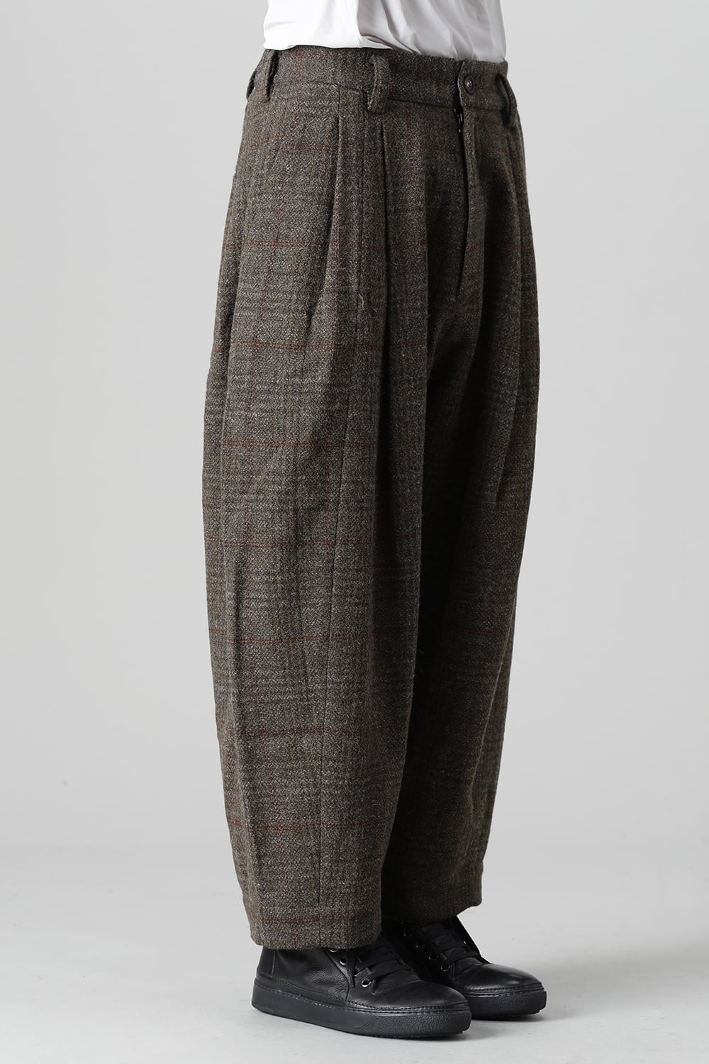 Front Pleats Dropped Crotch Trousers