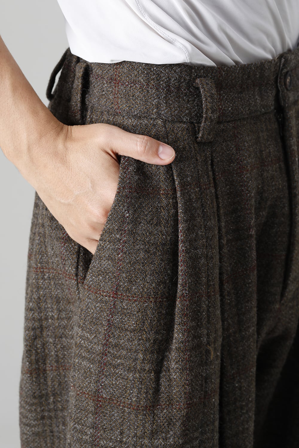 Front Pleats Dropped Crotch Trousers