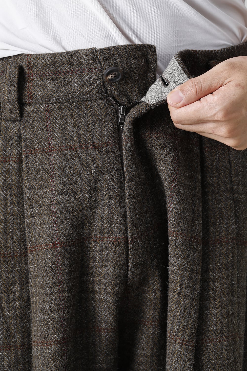 Front Pleats Dropped Crotch Trousers