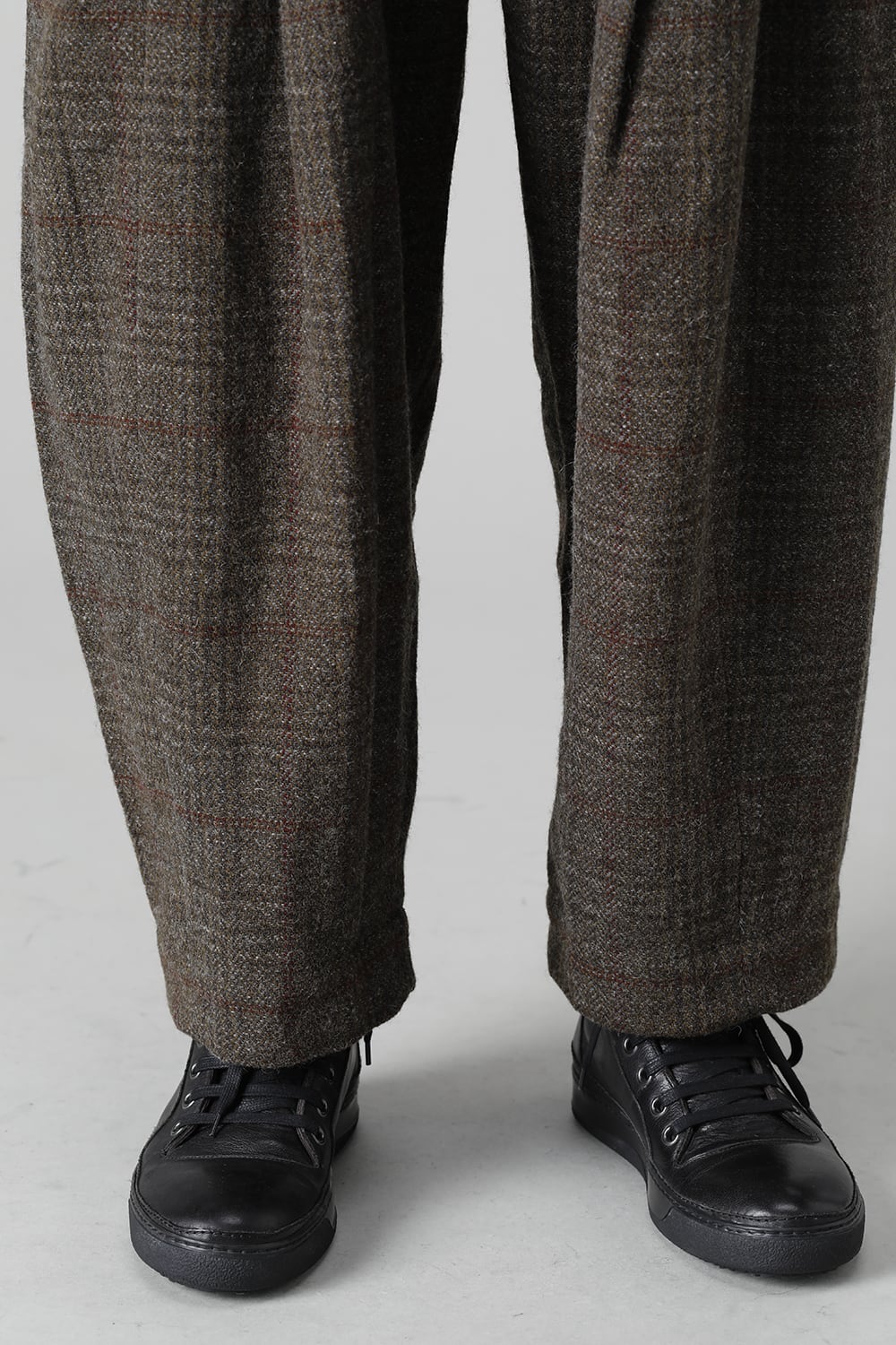 Front Pleats Dropped Crotch Trousers