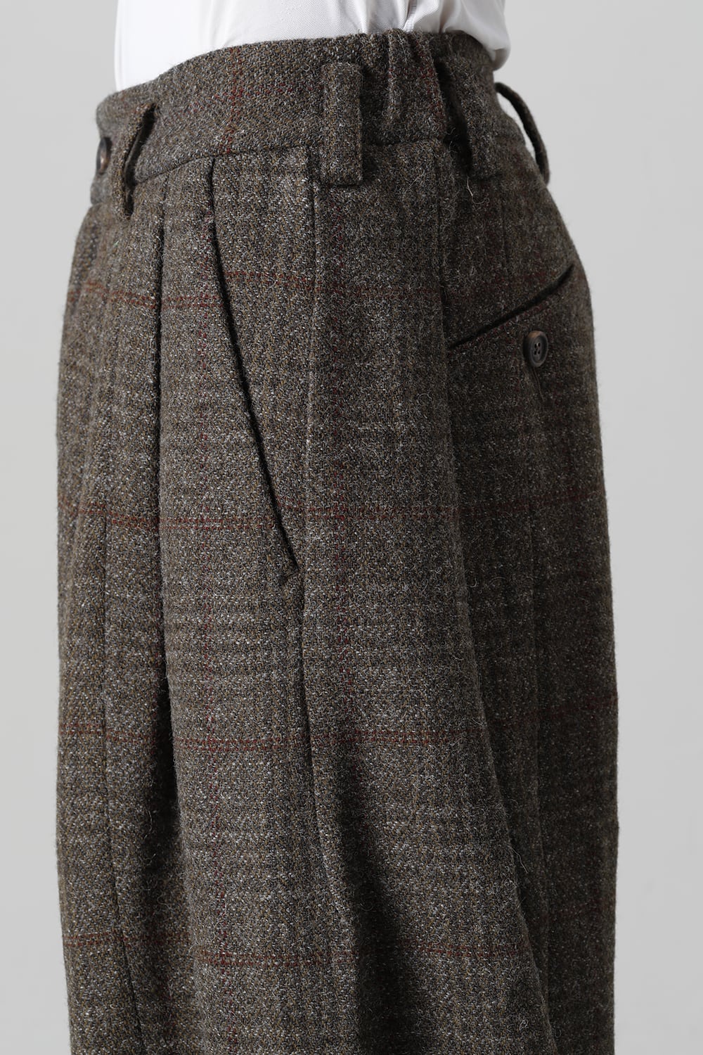 Front Pleats Dropped Crotch Trousers