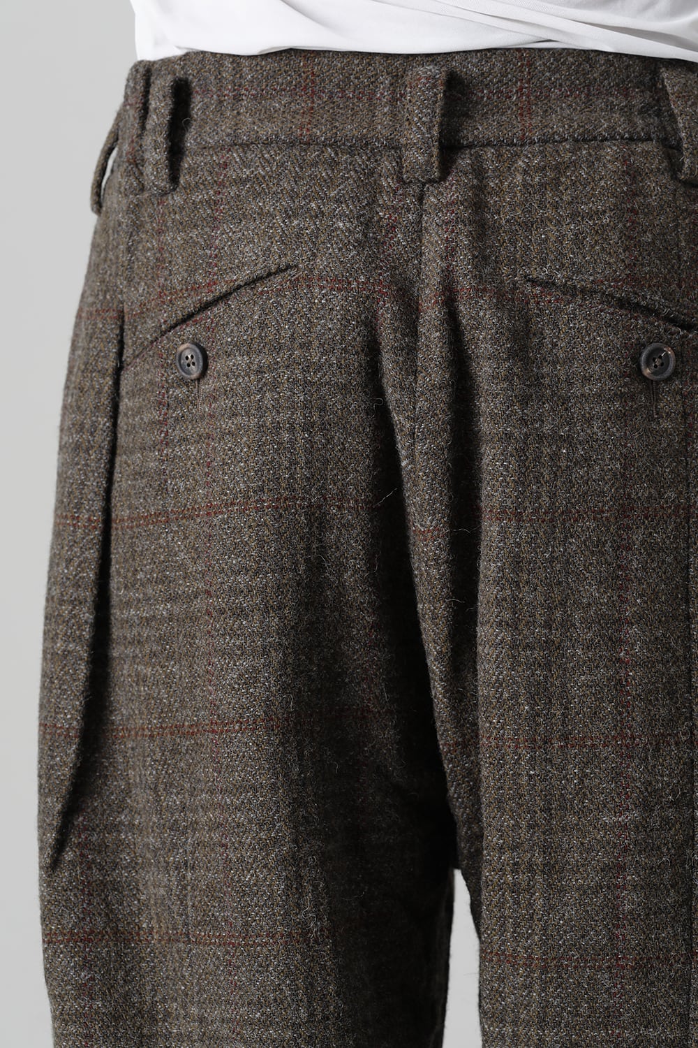 Front Pleats Dropped Crotch Trousers