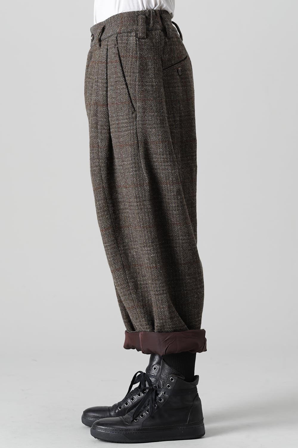 Front Pleats Dropped Crotch Trousers