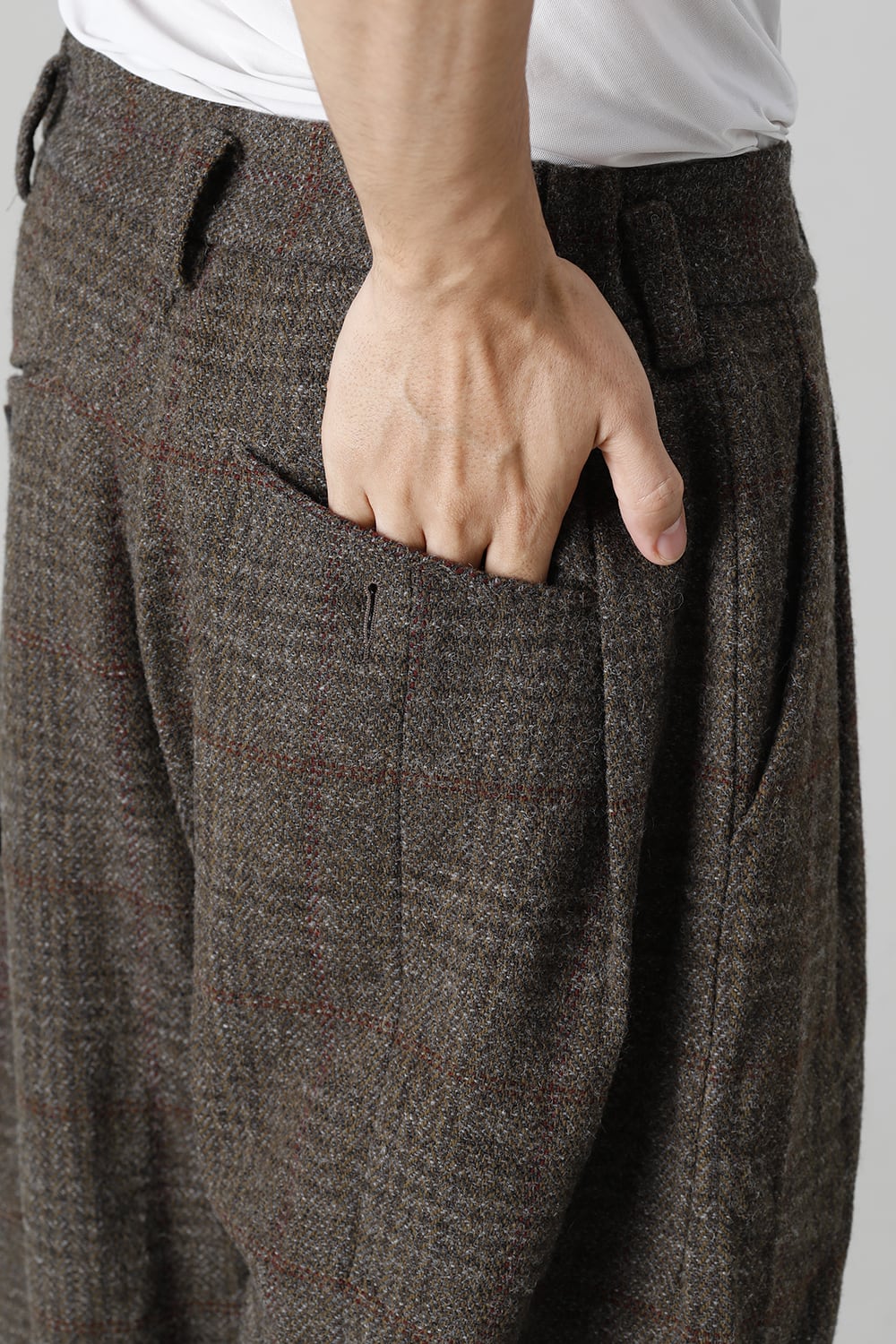 Front Pleats Dropped Crotch Trousers