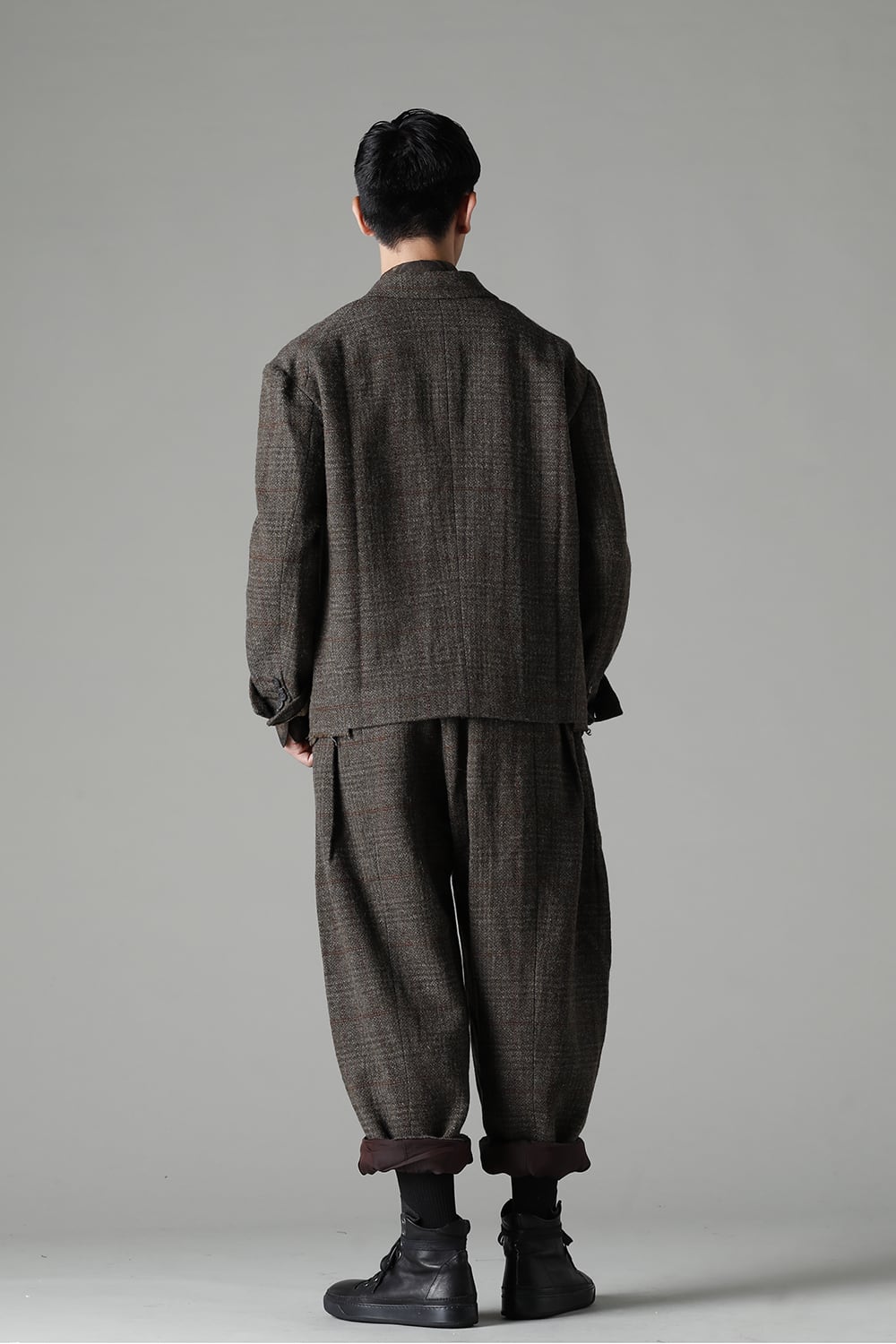 Front Pleats Dropped Crotch Trousers