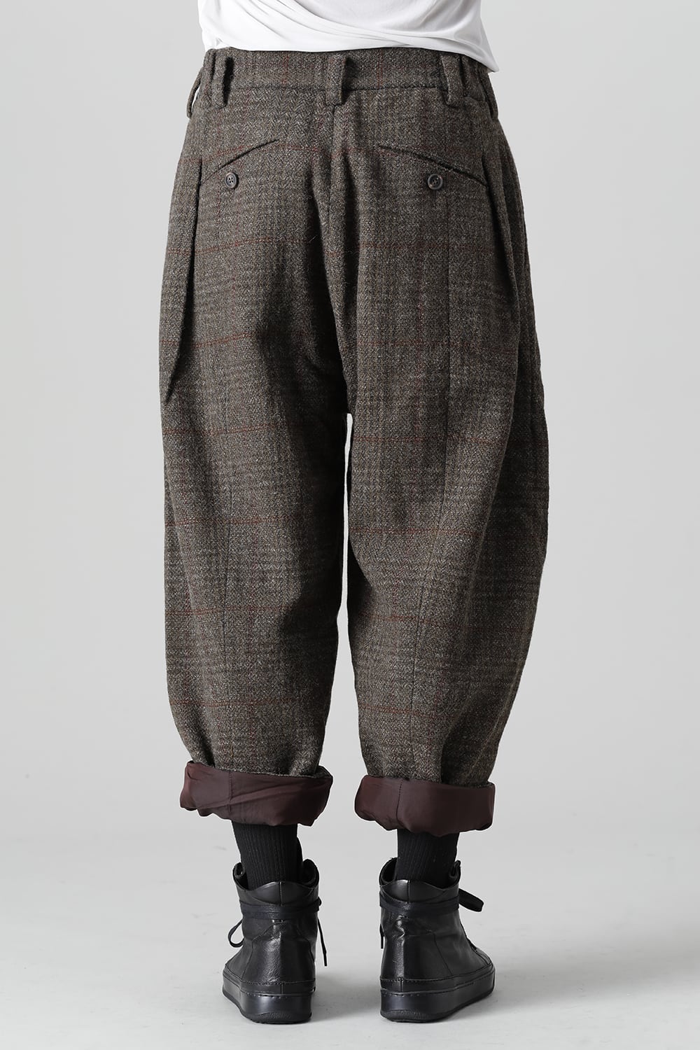 Front Pleats Dropped Crotch Trousers