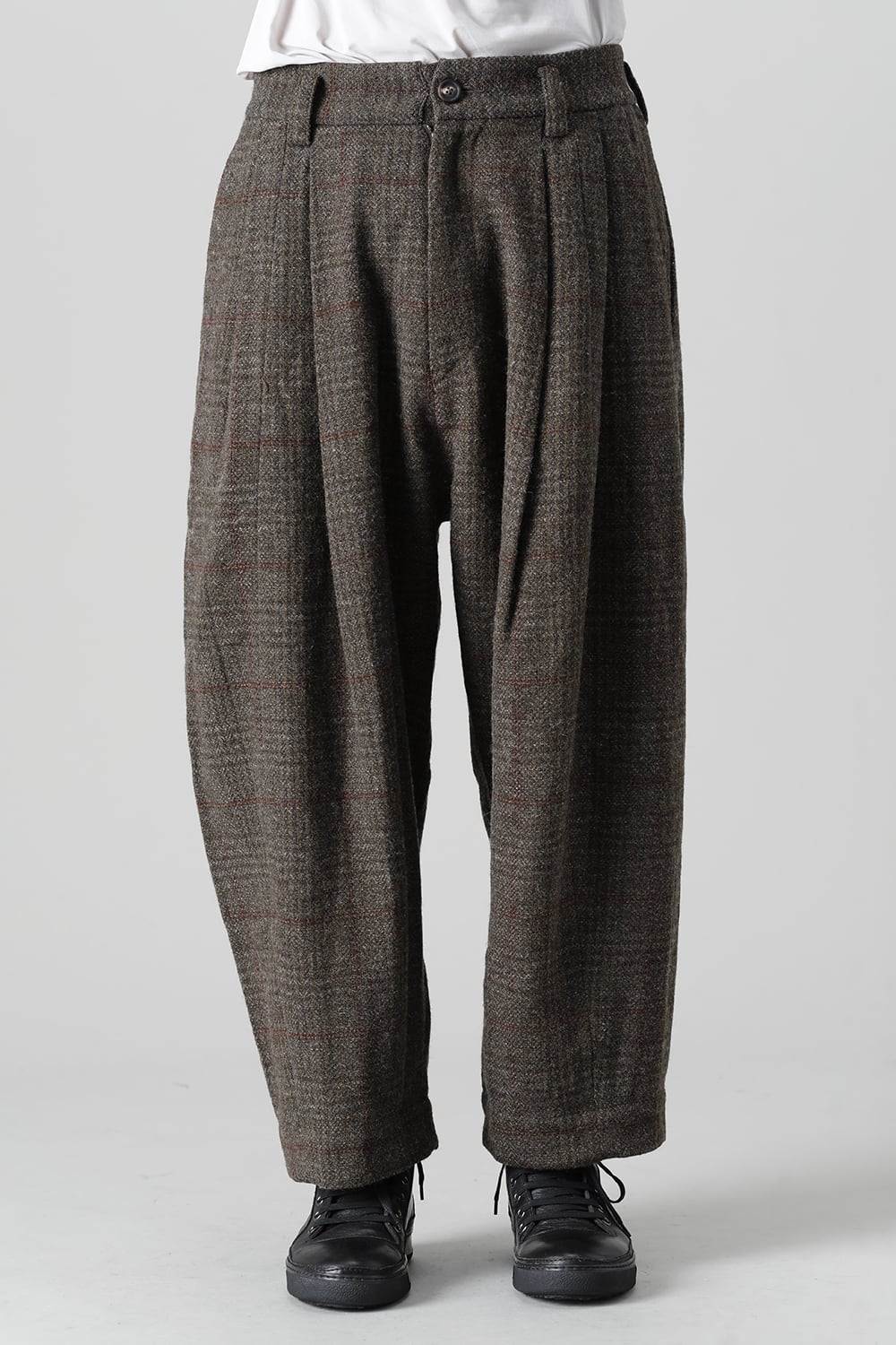 Front Pleats Dropped Crotch Trousers