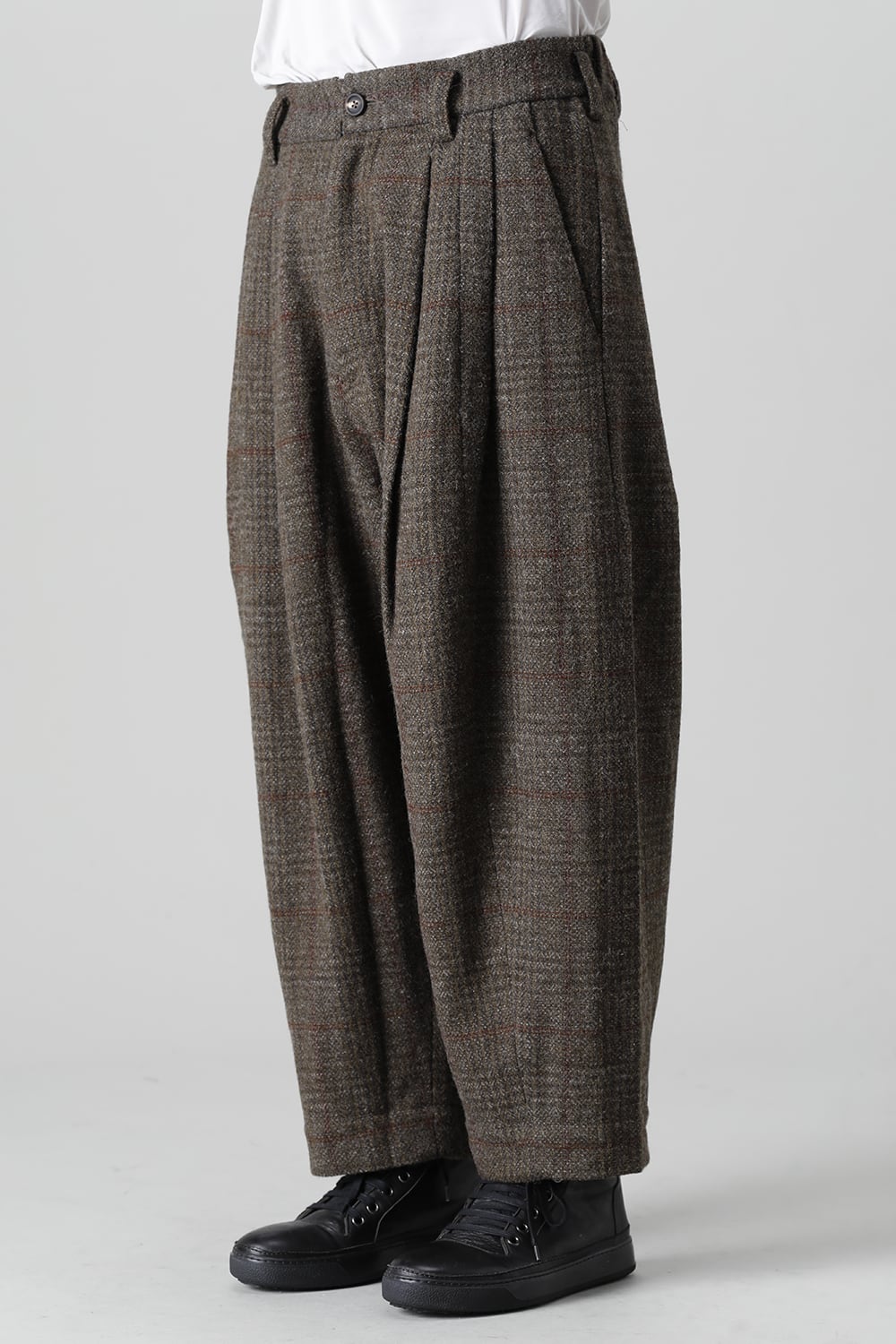 Front Pleats Dropped Crotch Trousers