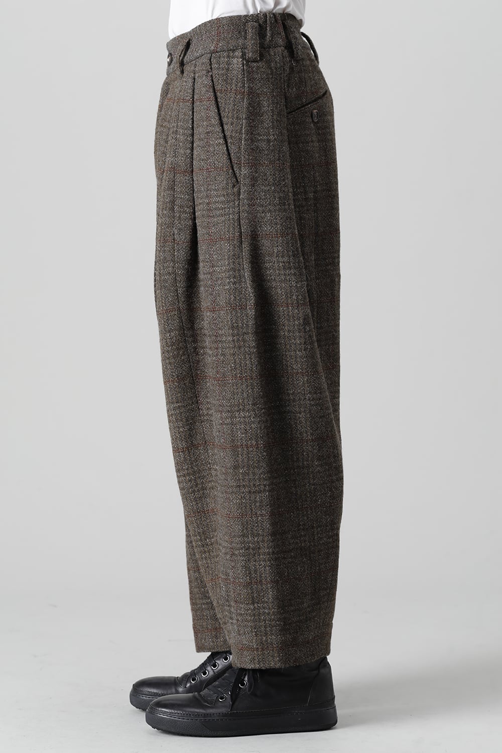 Front Pleats Dropped Crotch Trousers