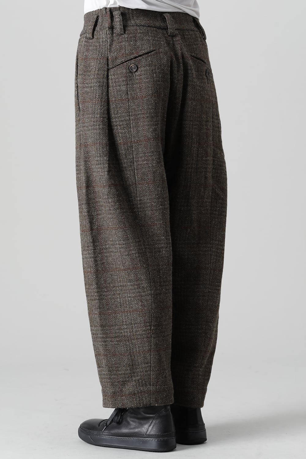 Front Pleats Dropped Crotch Trousers