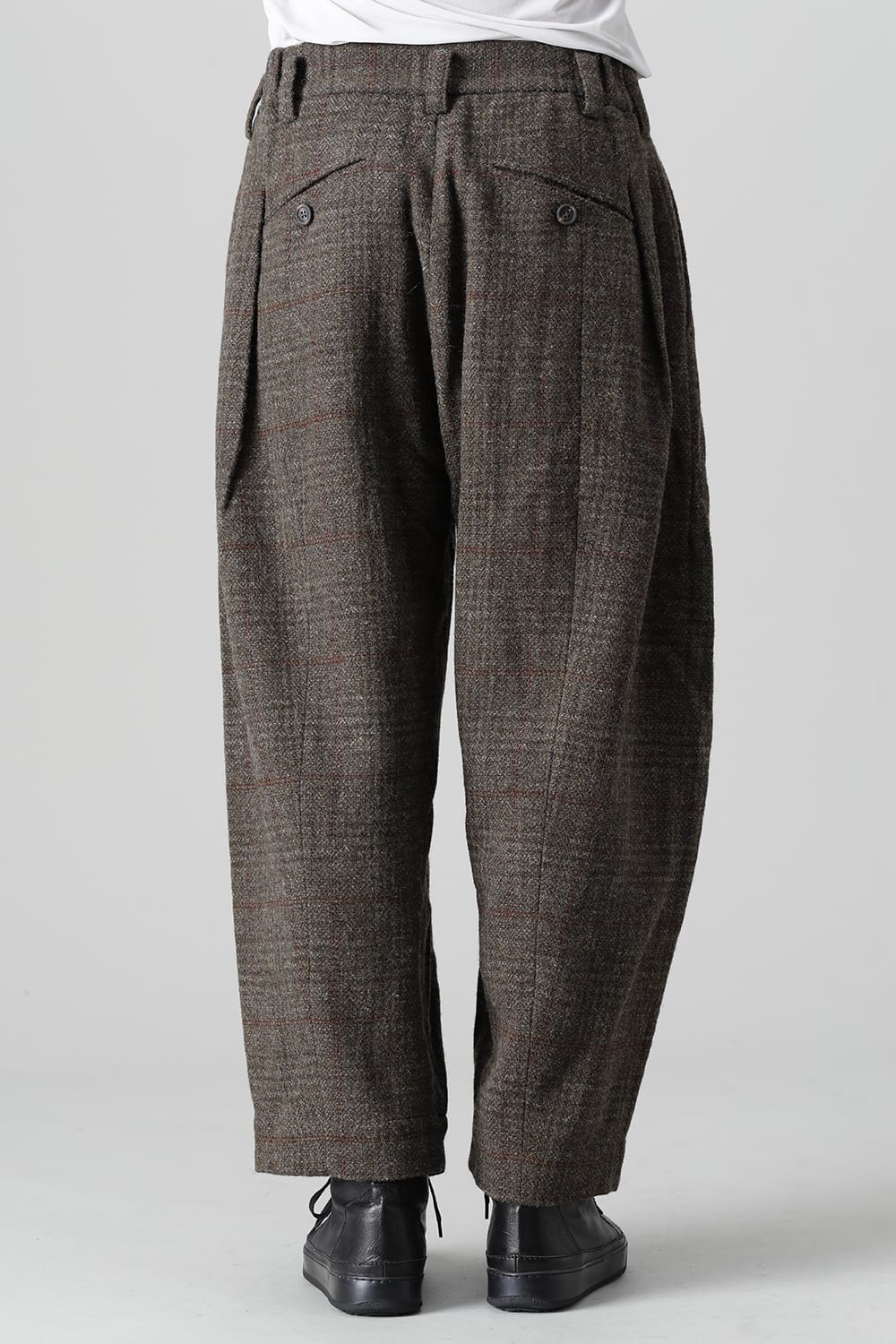 Front Pleats Dropped Crotch Trousers