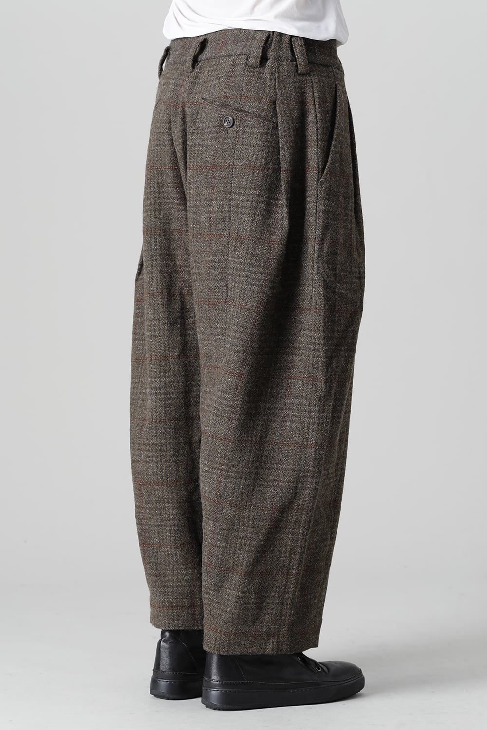 Front Pleats Dropped Crotch Trousers