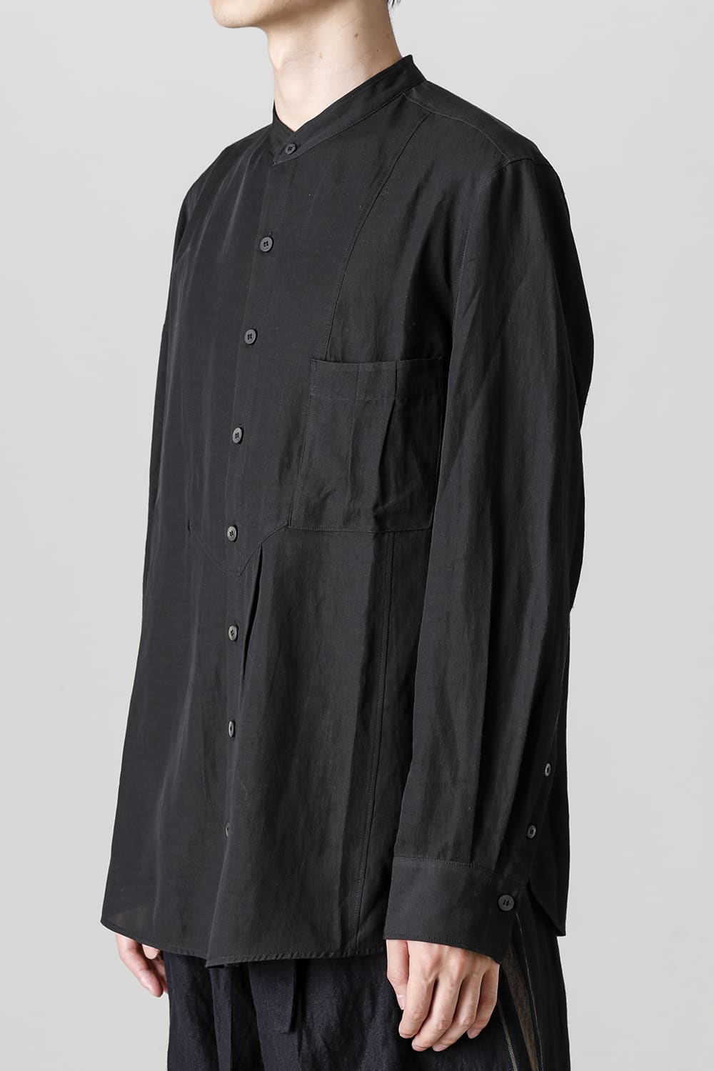 マンダリンカラー ポケットシャツ