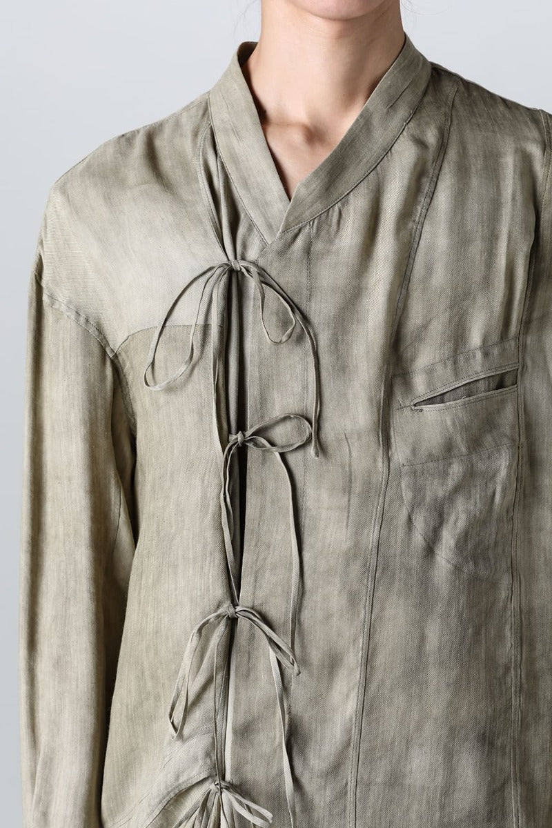 Contrast Paneled String Shirt