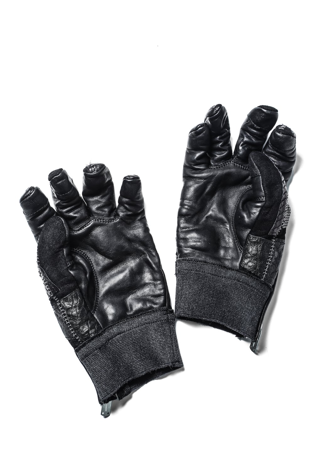 パッチワーク マルチレザー オーバーロック ジップグローブ