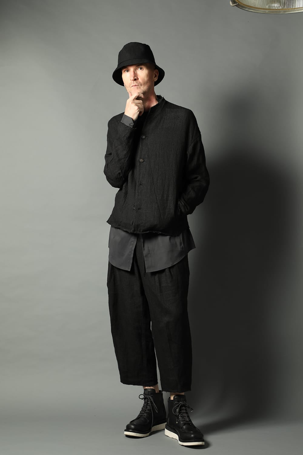 Jacket silk linen crazy check  Black