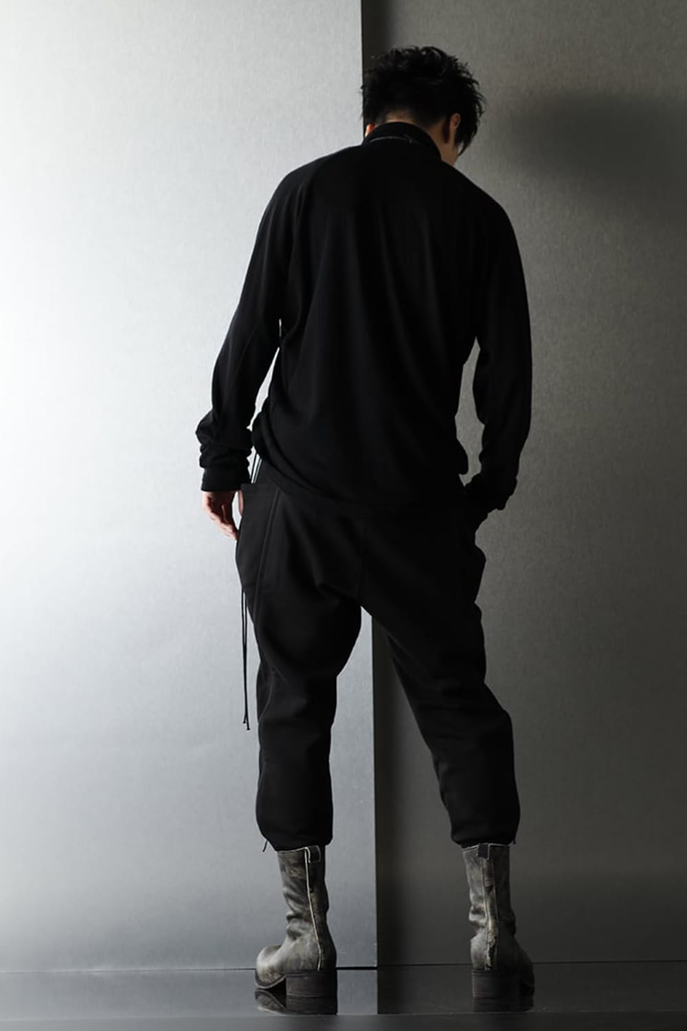 Cotton fleece Side Zip pants Black × Black