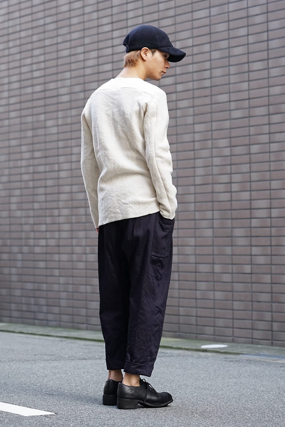 Cotton Drill Raised Back Cropped Pants Navy