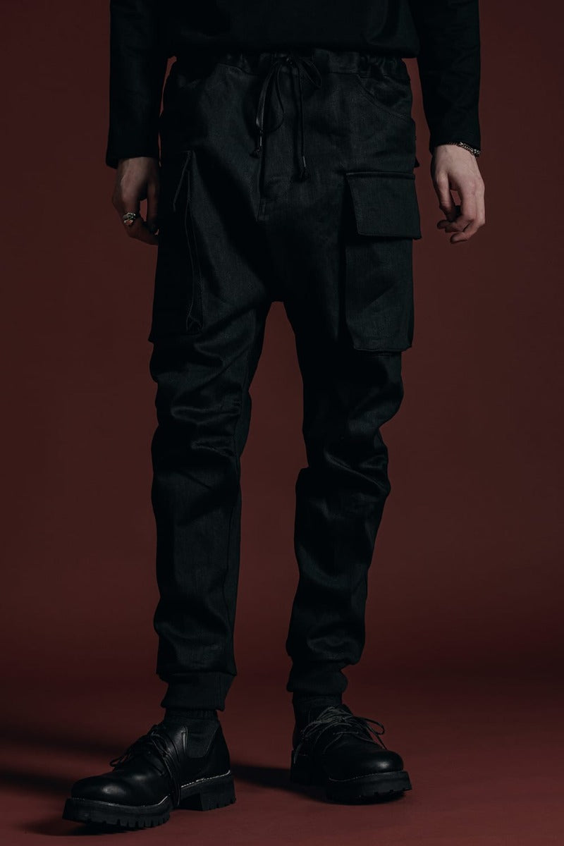 Black Denim Cargo Pants