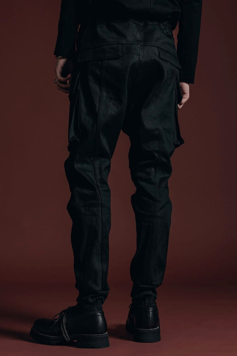 Black Denim Cargo Pants