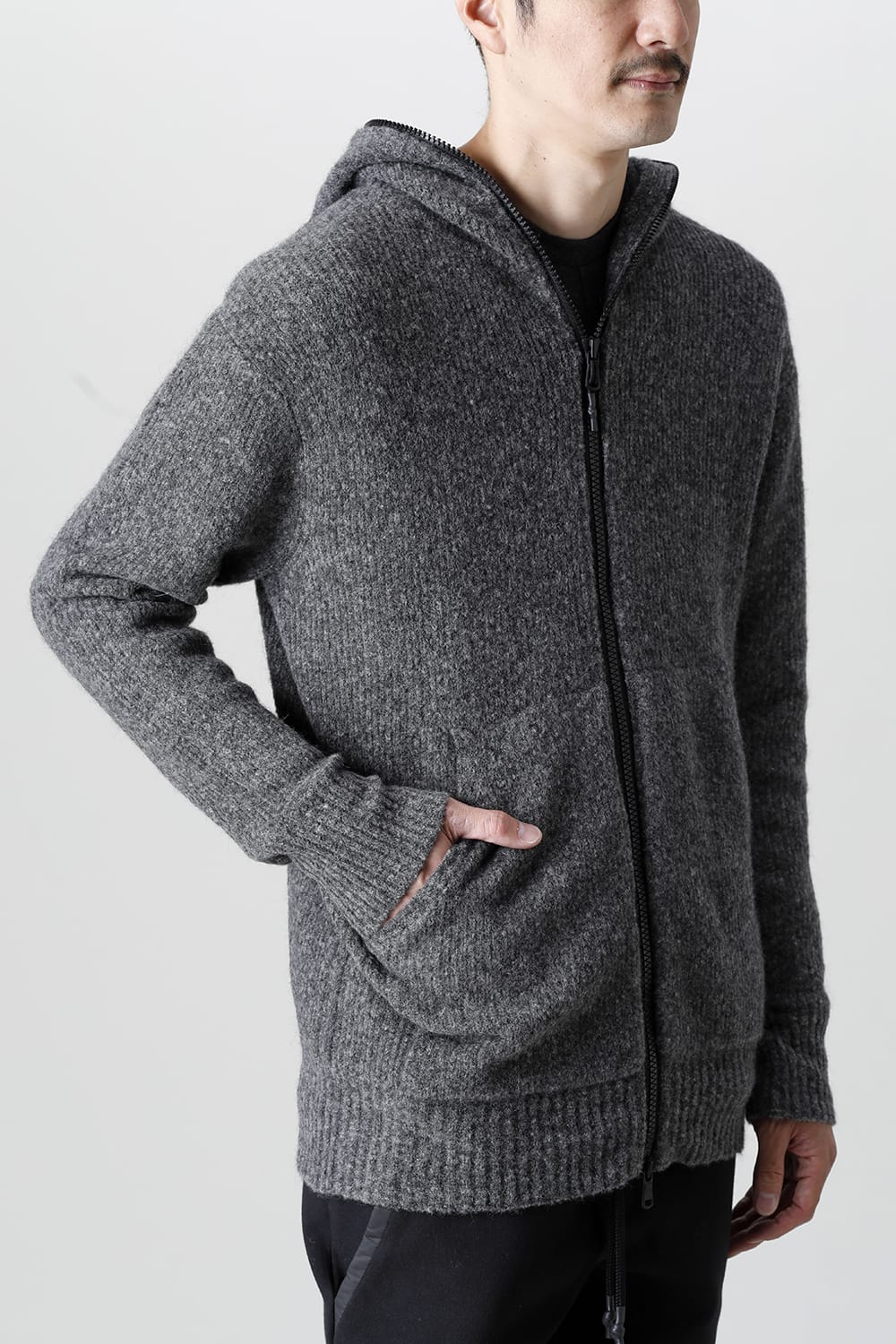 Knit Mohair Hoodie C.Gray
