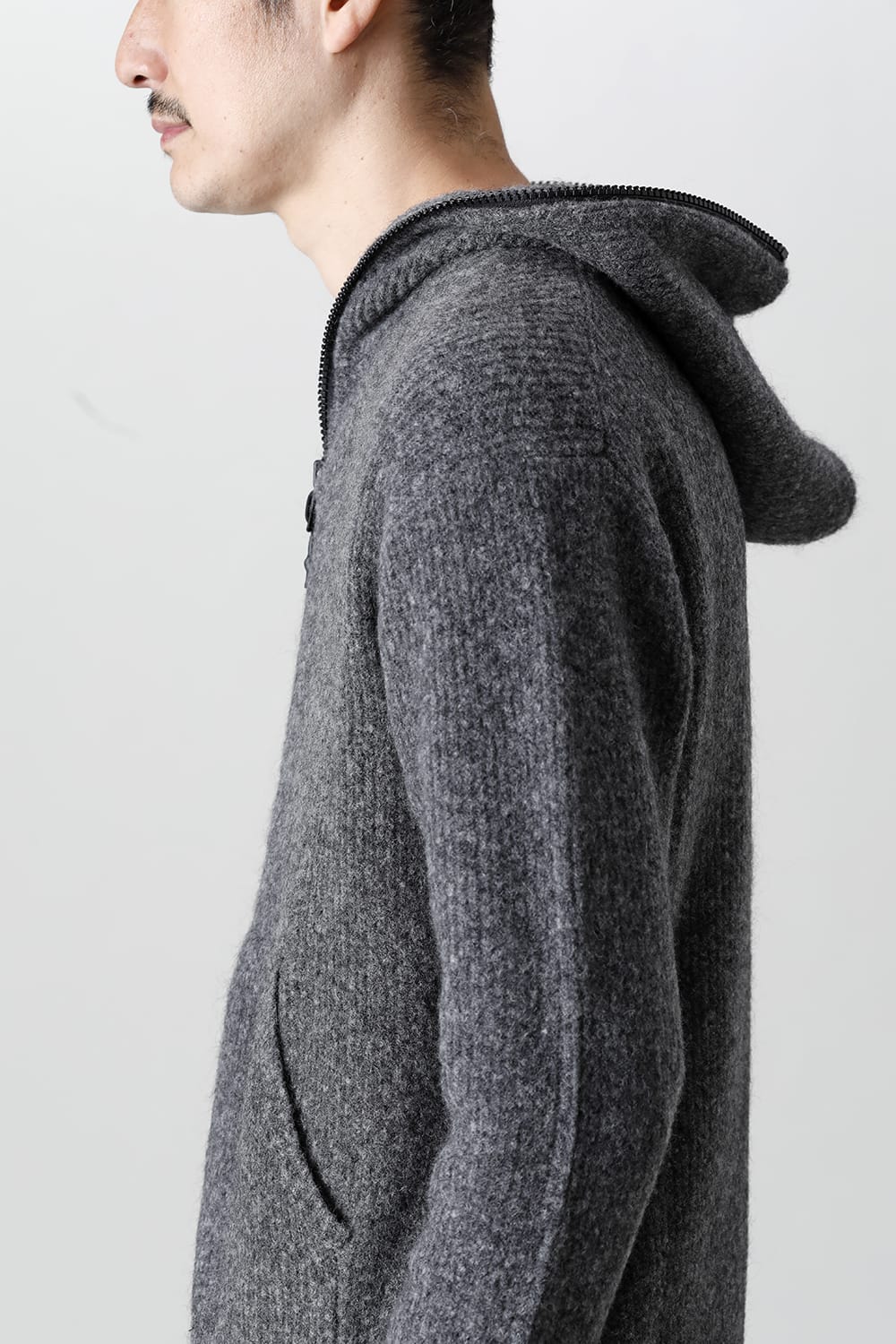 Knit Mohair Hoodie C.Gray