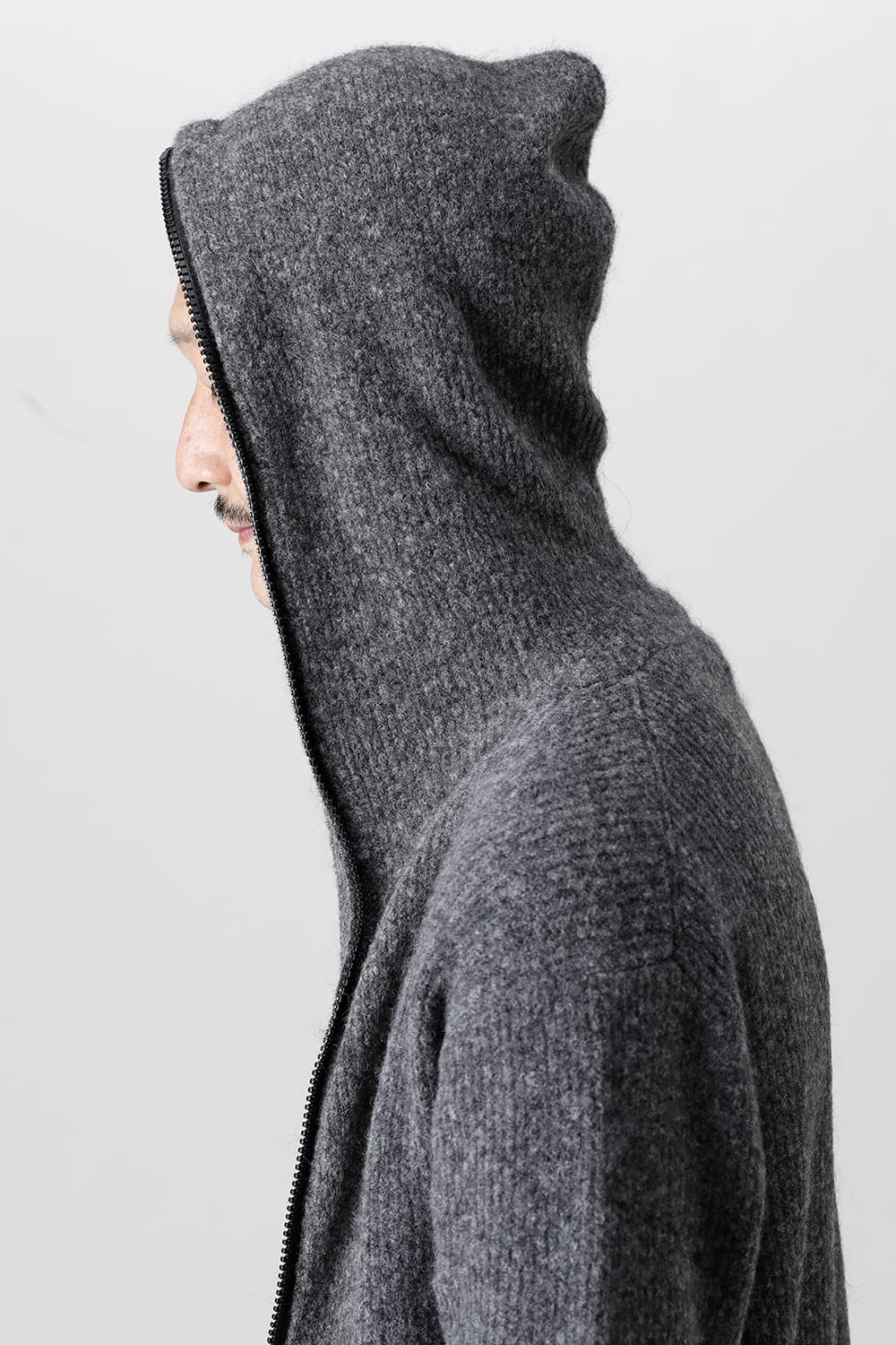 Knit Mohair Hoodie C.Gray