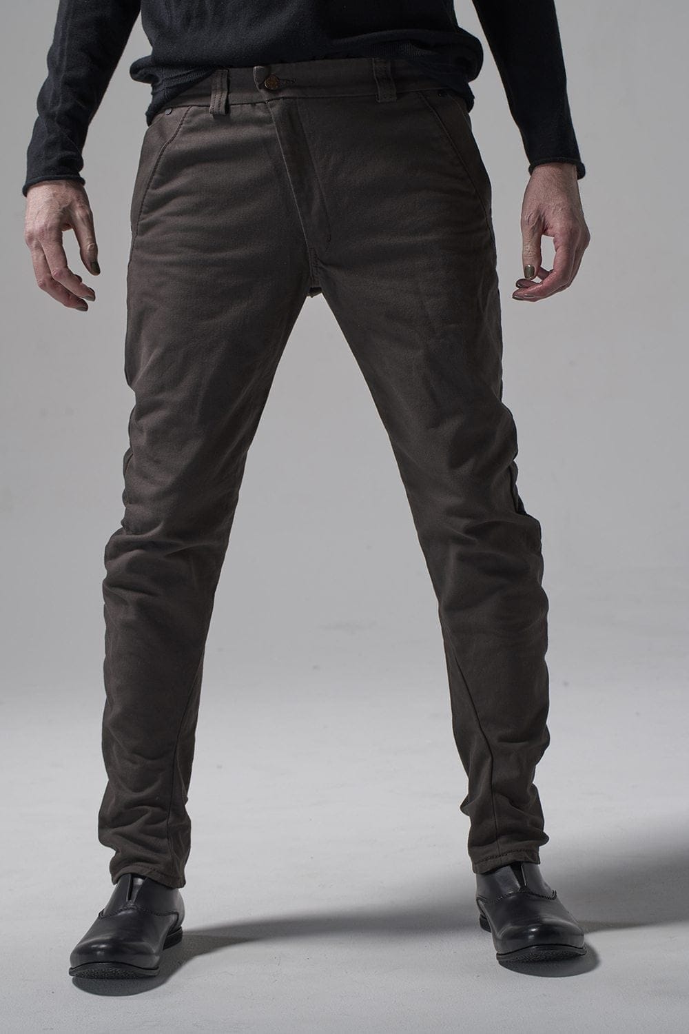 Slim pants Cavalry twill Garment wash Lava Stone